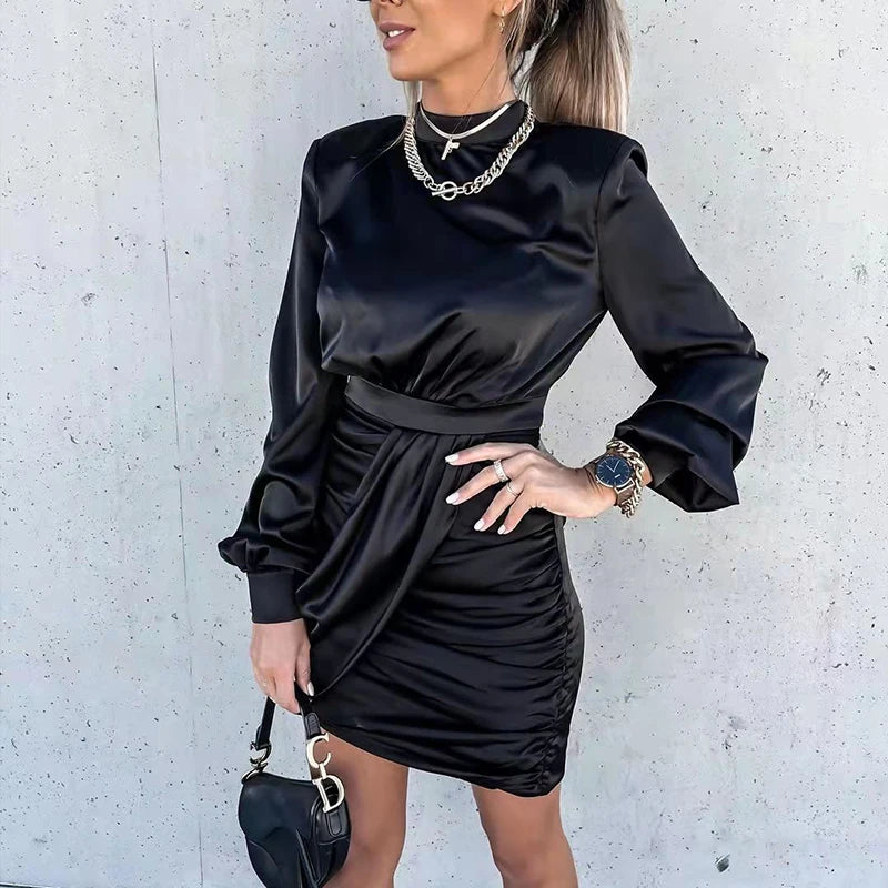 Robe Mi-Longue Asymétrique Drapée En Satin — vue 5