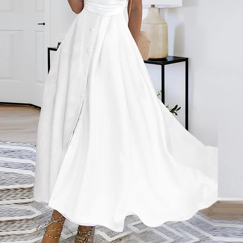 Robe Longue Drapée Blanche — vue 7