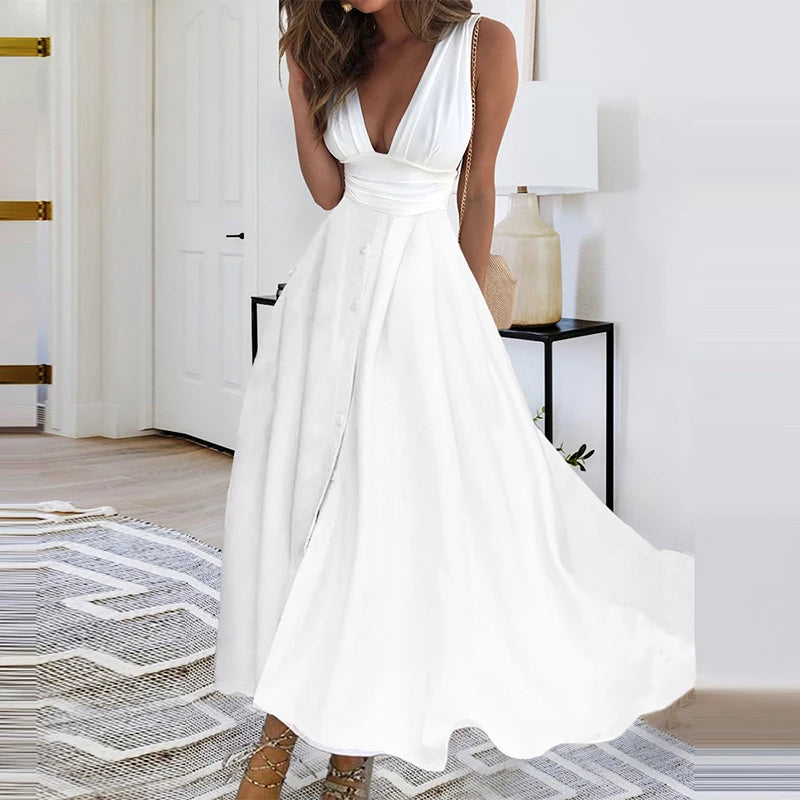 Robe Longue Drapée Blanche — vue 5