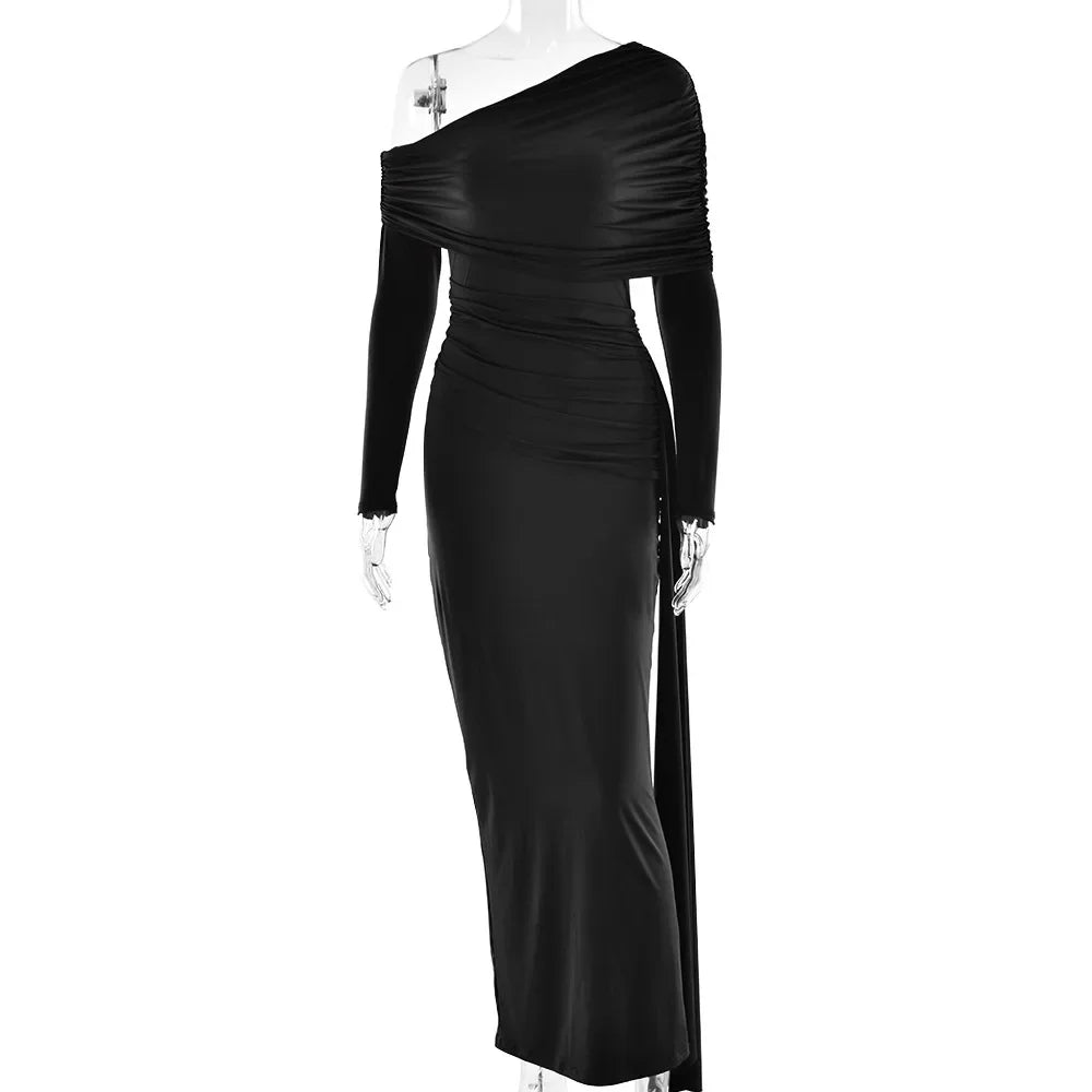 Robe Noir Drapée