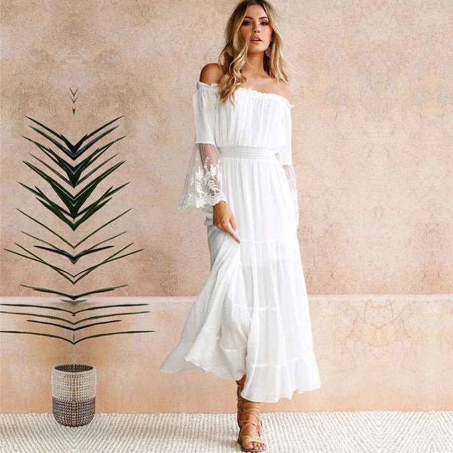 Robe Longue Drapée Romaine Blanche