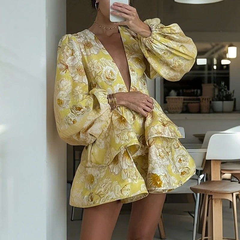 Robe Drapée Fleurie — vue 3