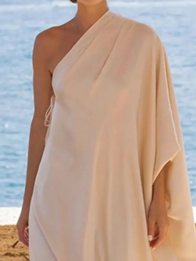 Robe Drapée Beige — vue 2