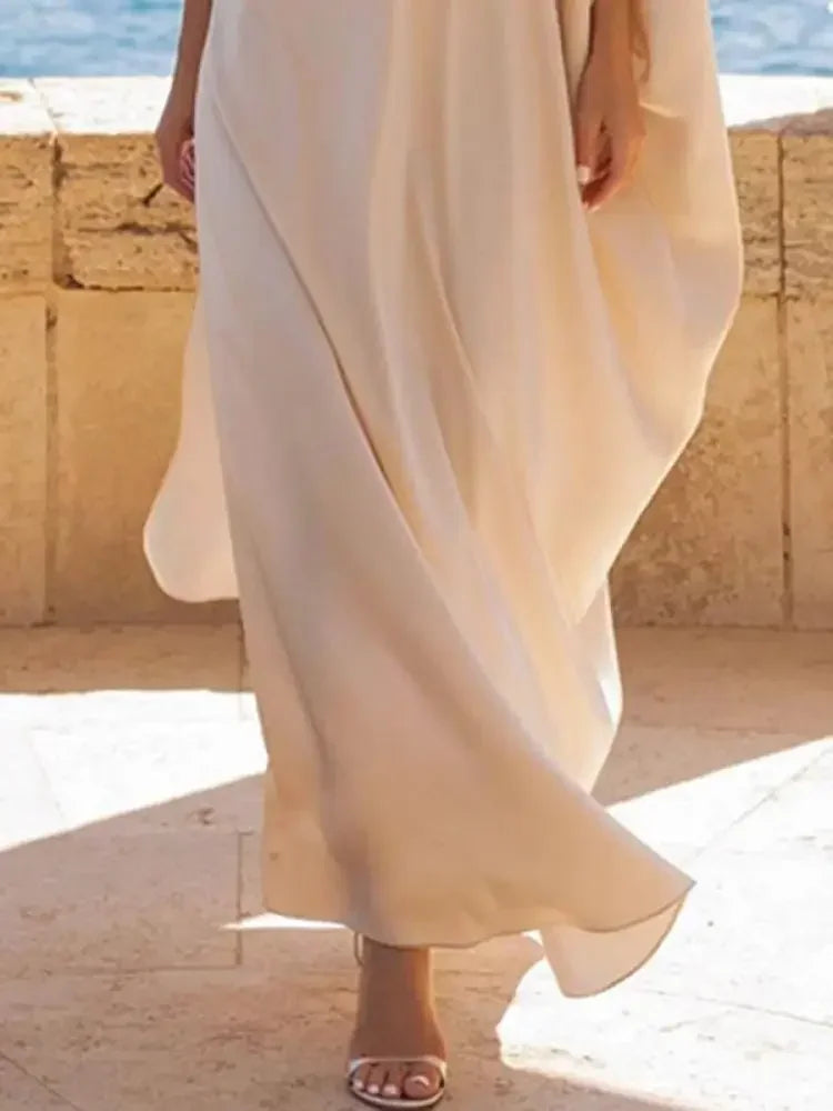 Robe Drapée Beige — vue 3