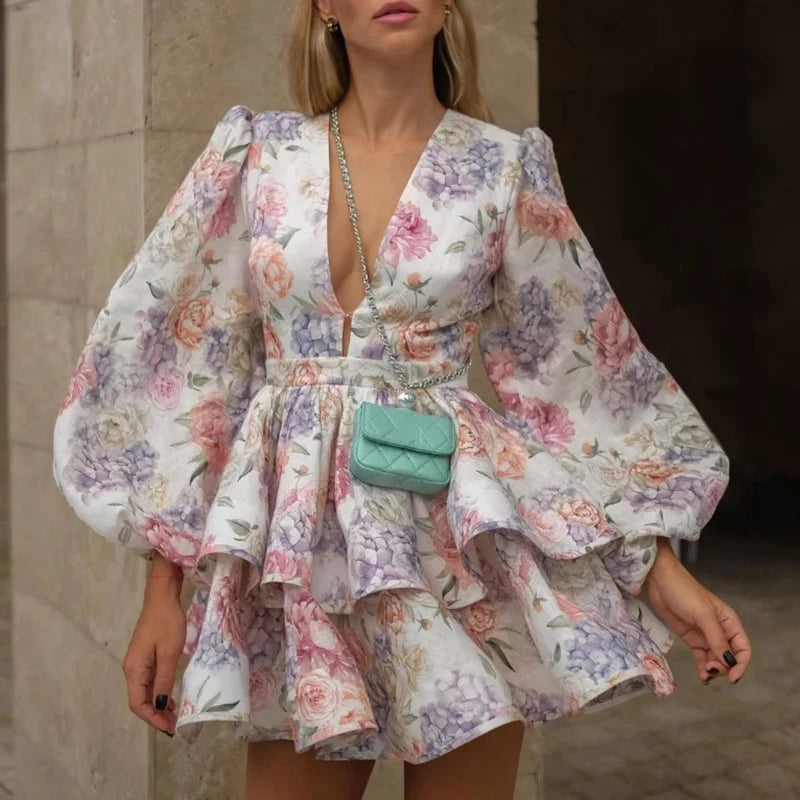 Robe Drapée Fleurie — vue 2