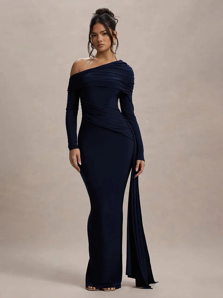 Robe Noir Drapée — vue 2