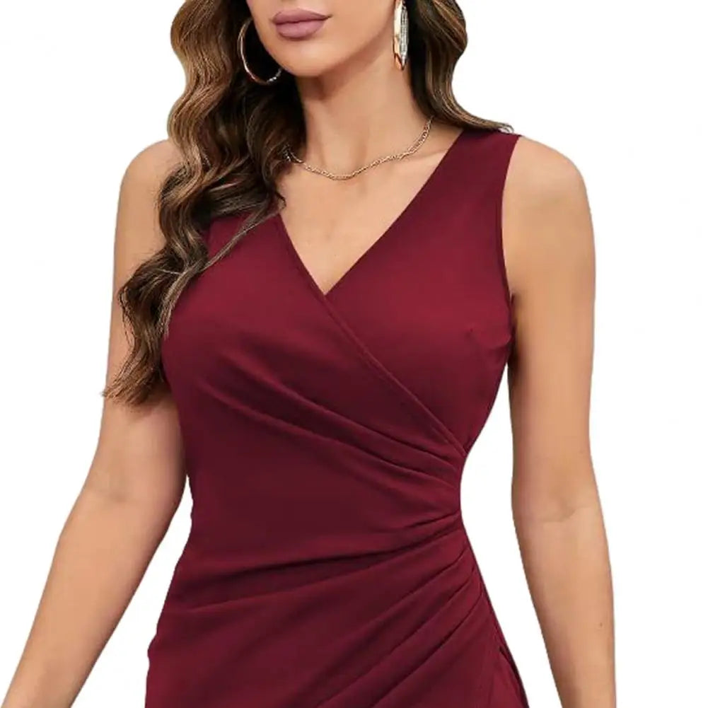 Robe Rouge Drapé — vue 3