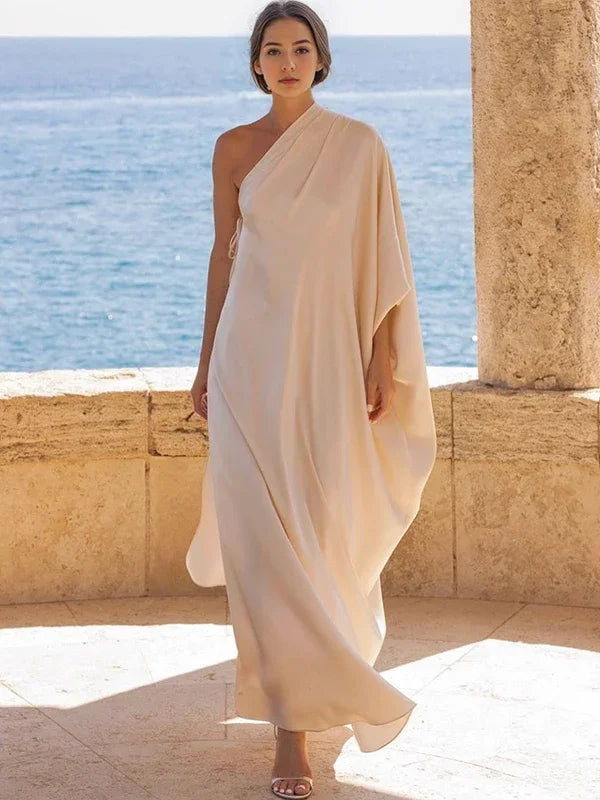 Robe Drapée Beige — vue 4