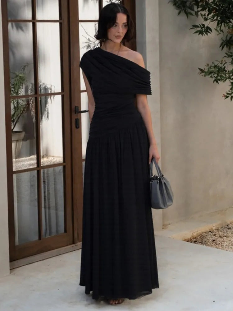 Robe En Tulle Drapée Asymétrique — vue 2